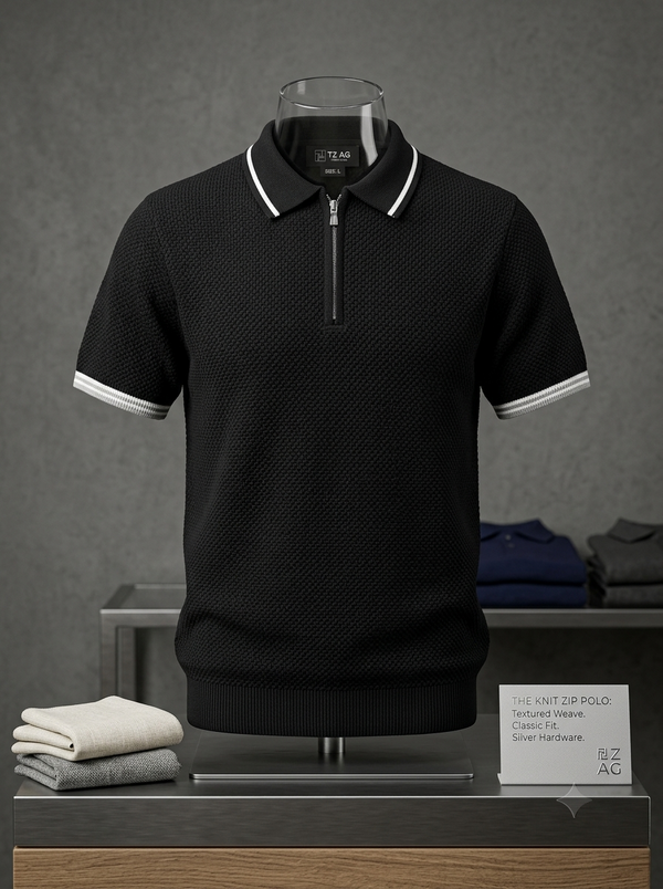 Knited polo Tshirt for men Black