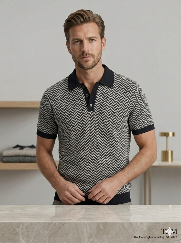 Knited polo Tshirt Navy/white