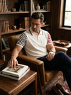 Knited polo Tshirt for men White/Red