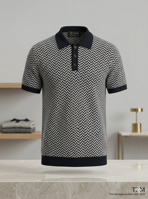 Knited polo Tshirt Navy/white