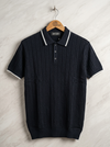 Flat Knit Premium Polo Cotton T-Shirt black