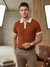 Men knited polo Tshirt with beige colar