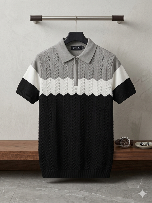 Knited polo Tshirt for men Grey/Black