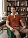 Men knited polo Tshirt with beige colar