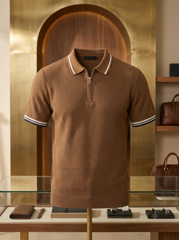 Knited polo Tshirt for men Brown