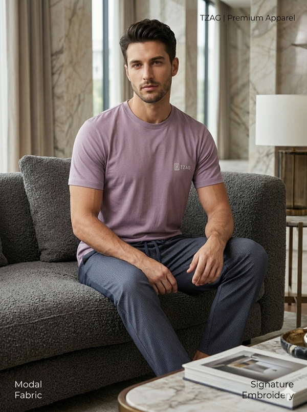Crew Neck Tshirt for Men Lavender