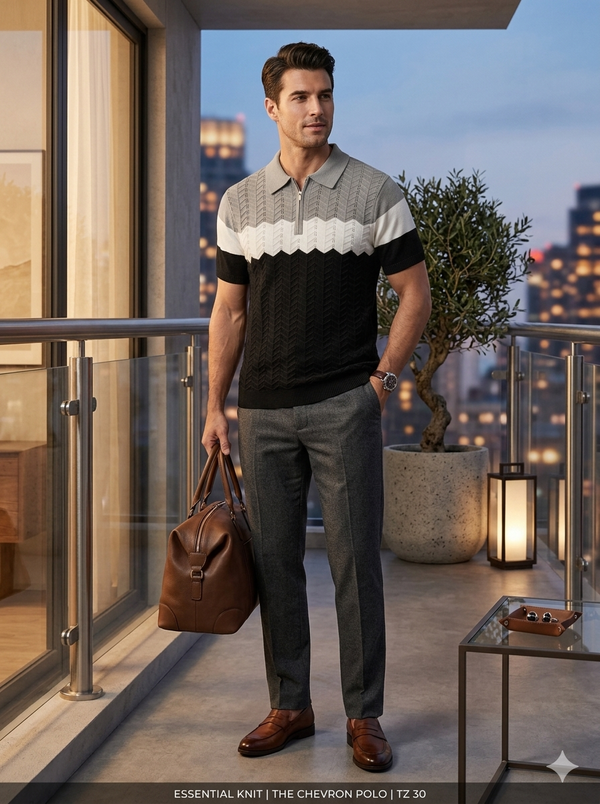 Knited polo Tshirt for men Grey/Black