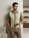 Knited polo Tshirt for men Green/Beige