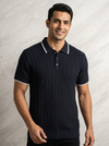 Flat Knit Premium Polo Cotton T-Shirt black