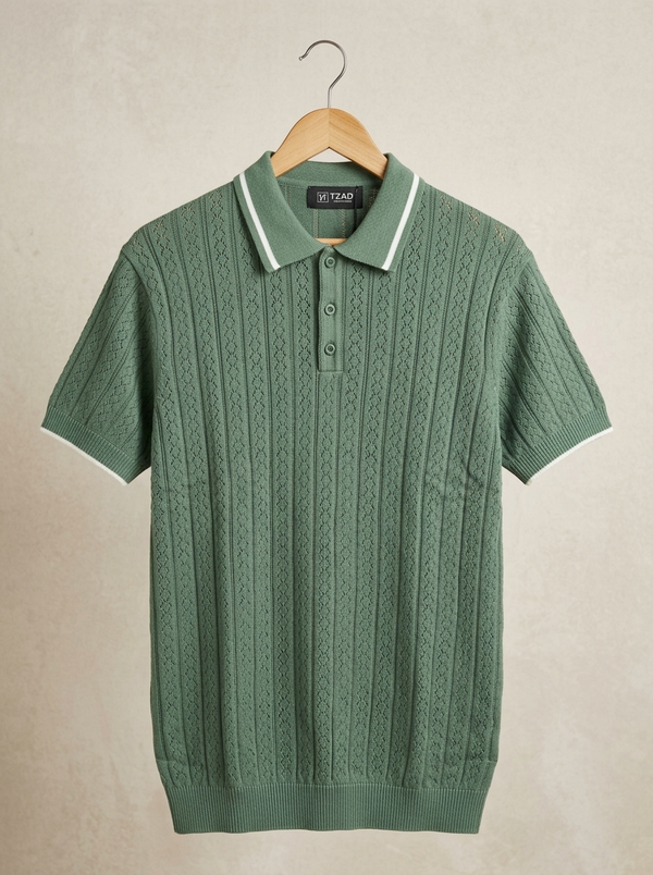Knitted polo Tshirt for men Green