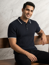 Flat Knit Premium Polo Cotton T-Shirt black