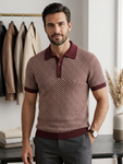Knited polo Tshirt for men Marron/white