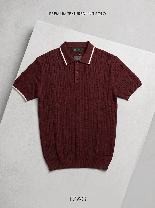 Knitted polo Tshirt for men Marron
