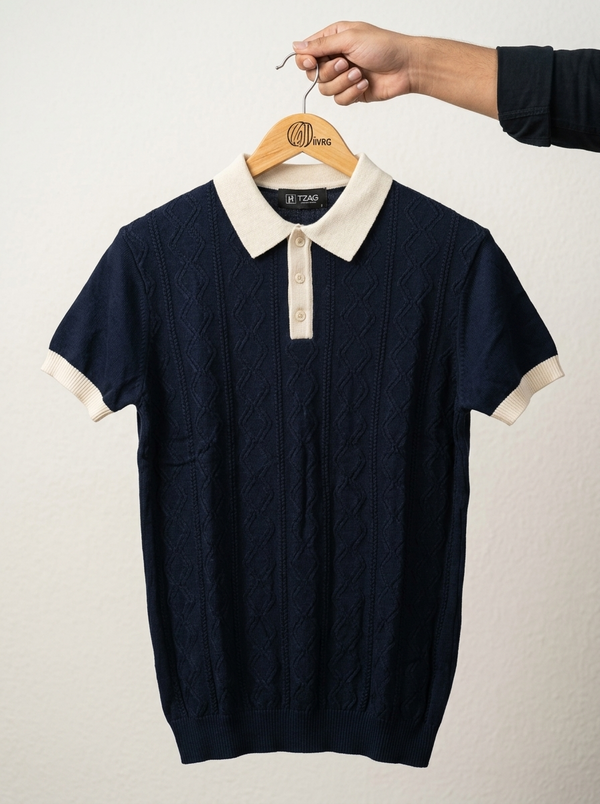 Knited polo Tshirt for men Navy