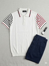 Knited polo Tshirt for men White/Red